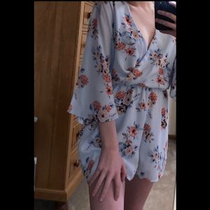 Light Blue Floral Romper